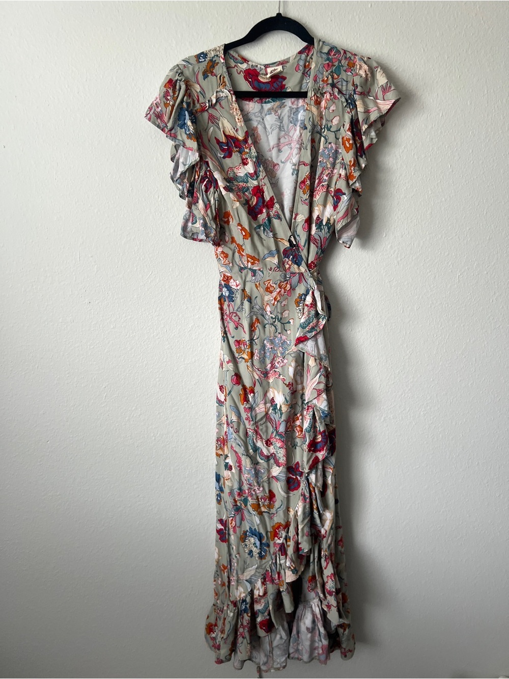 Bali Elf Floral Print "Carmen" Wrap Maxi Dress XL - Picture 2 of 9